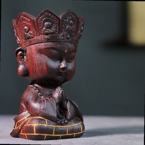 印度小叶紫檀卡通手办红木雕刻工艺品人物摆件西游玄奘唐僧唐三藏